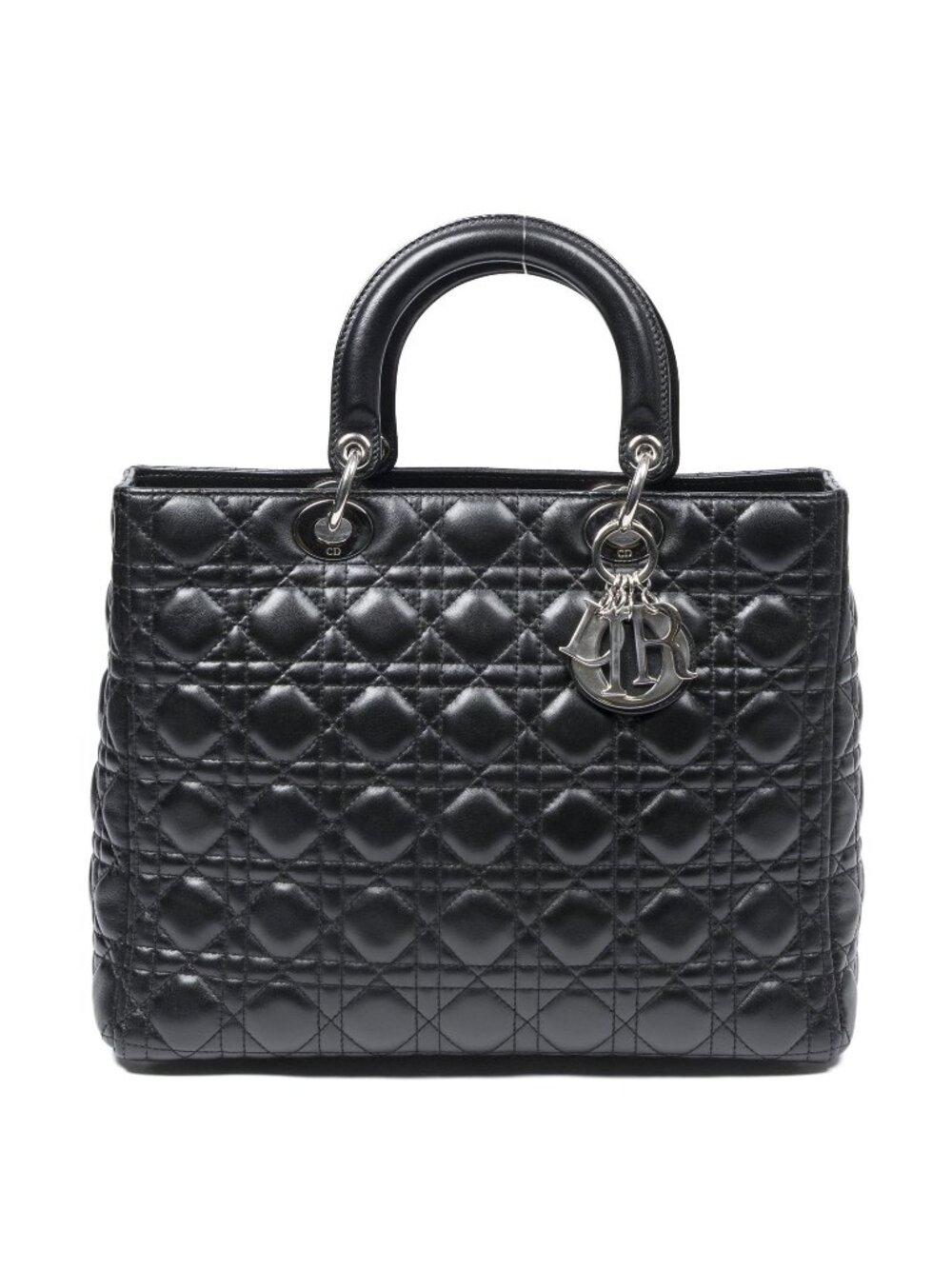 Dior Large Lady Dior Zip Black Cannage Lambskin Leather Handbag